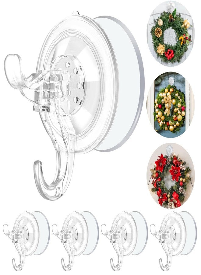 AENTGIU 5 Pack Wreath Hangers for Front Door, Heavy Duty Suction Cup Hooks with Adhesive Suction Tab, Removable Garland Hanger for Christmas, No Damage Wreath Hook for All Surfaces, Holds up to 11 Lbs - Image 1